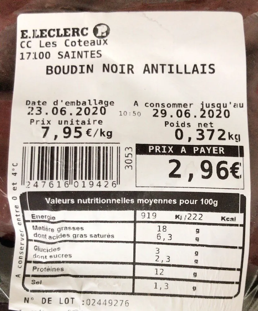 Boudin noir antillais