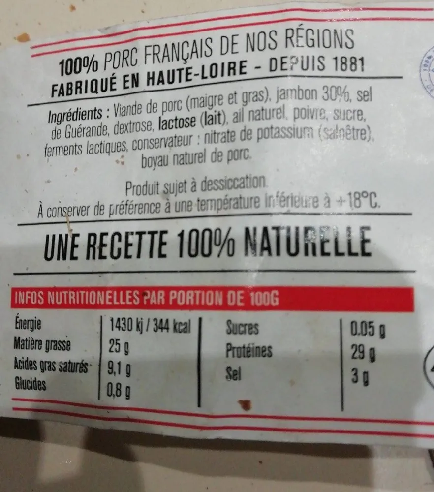 Saucisson de la hte Loire yssingeaux