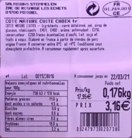 COTE DE PORC NATURE CUITE