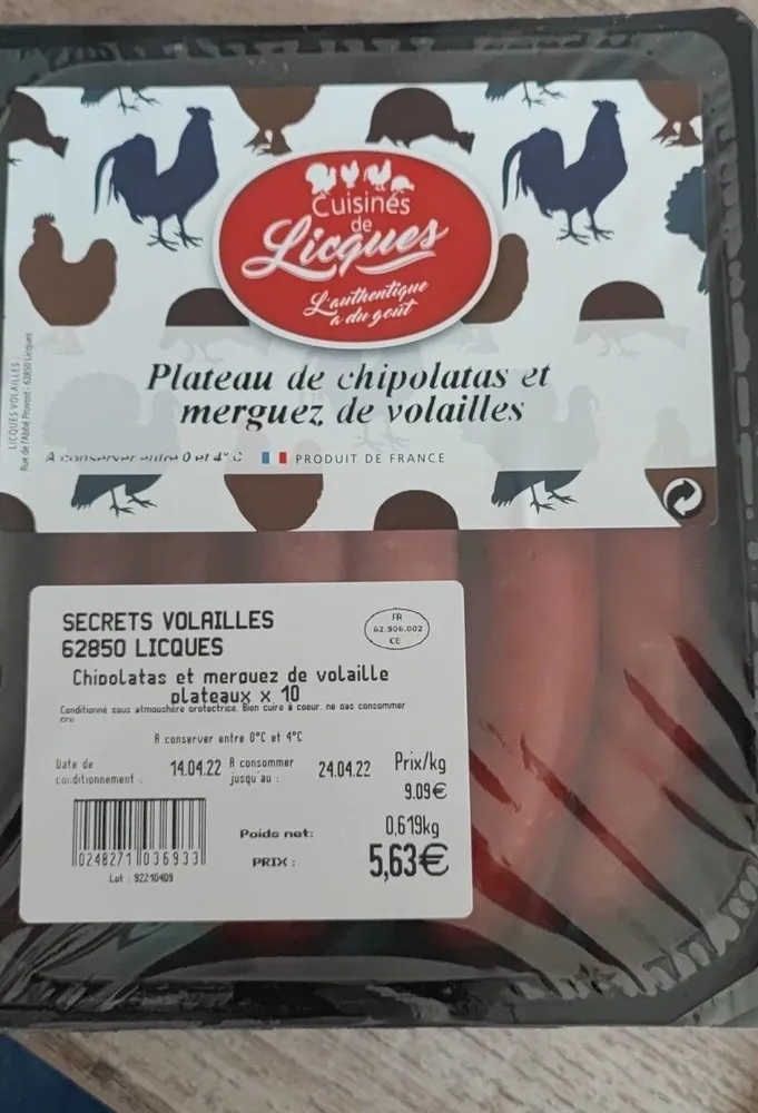 Chipolatas et merguez de volailles