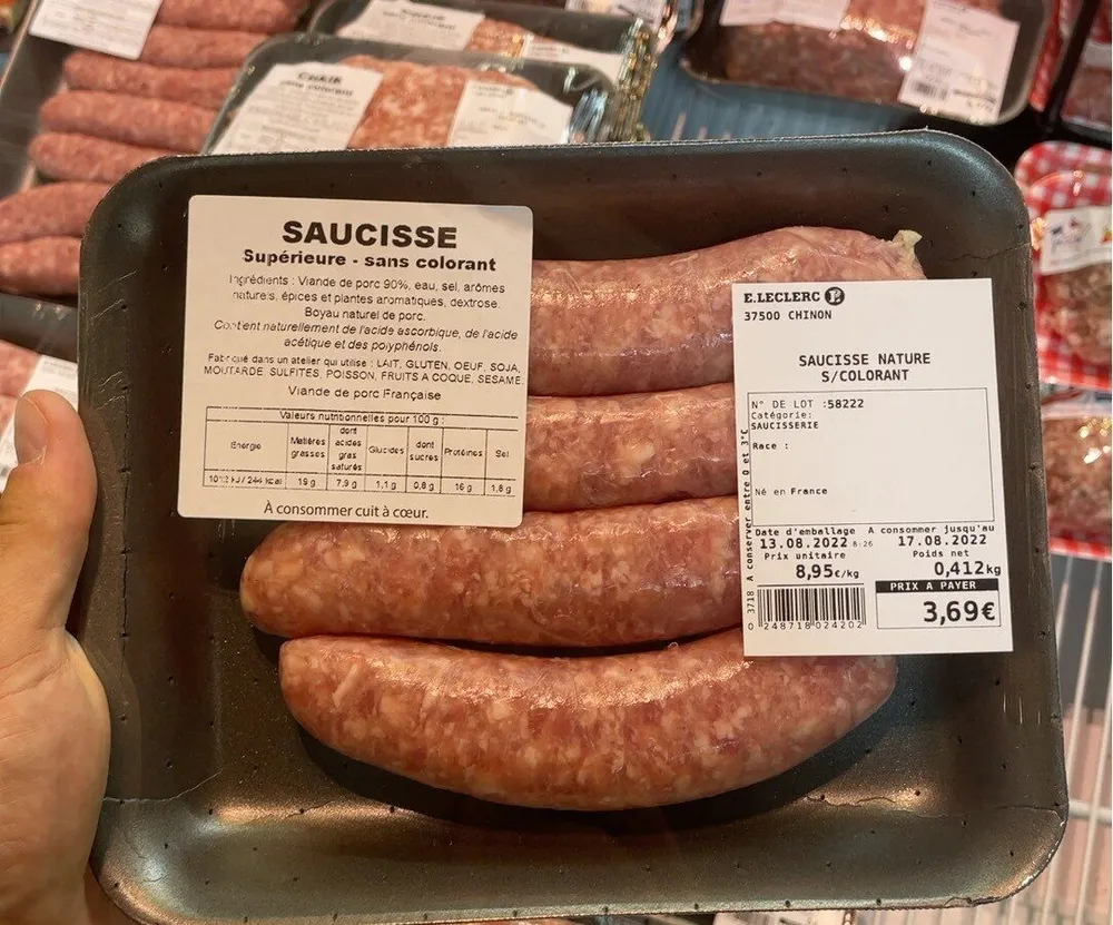 Saucisse nature Leclerc