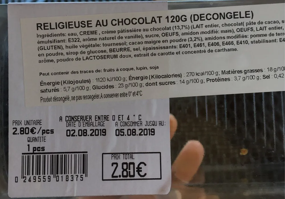 Religieuse au chocolat Leclerc