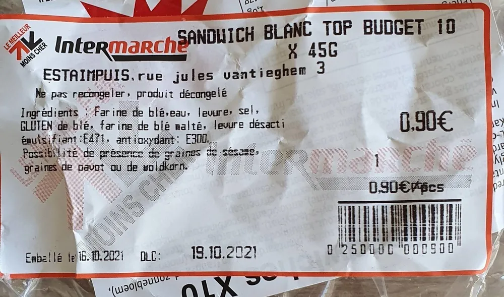 Sandwich blanc top budget