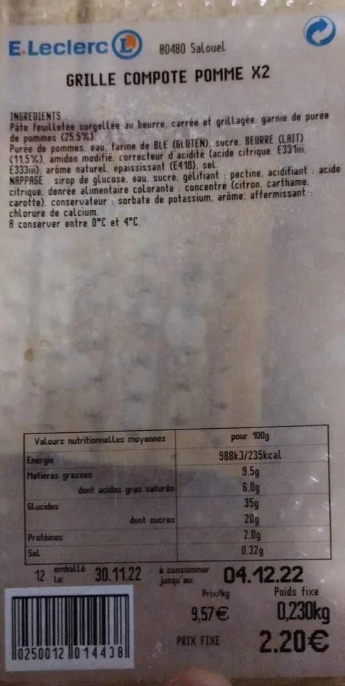 Grille compote pomme