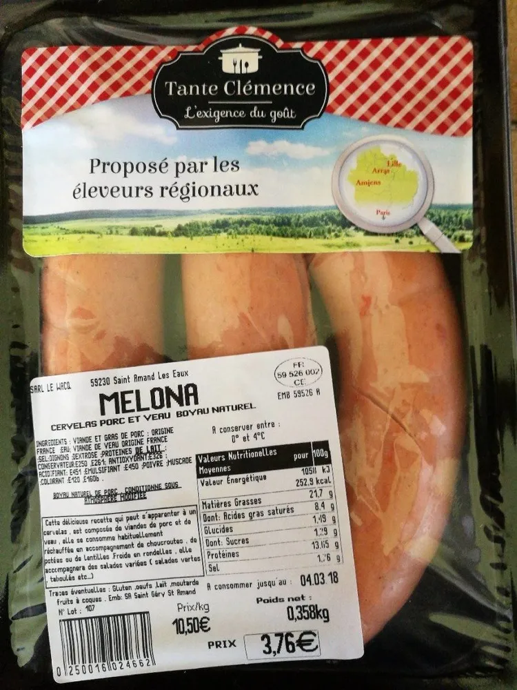 Cervelas porc et boyau naturel