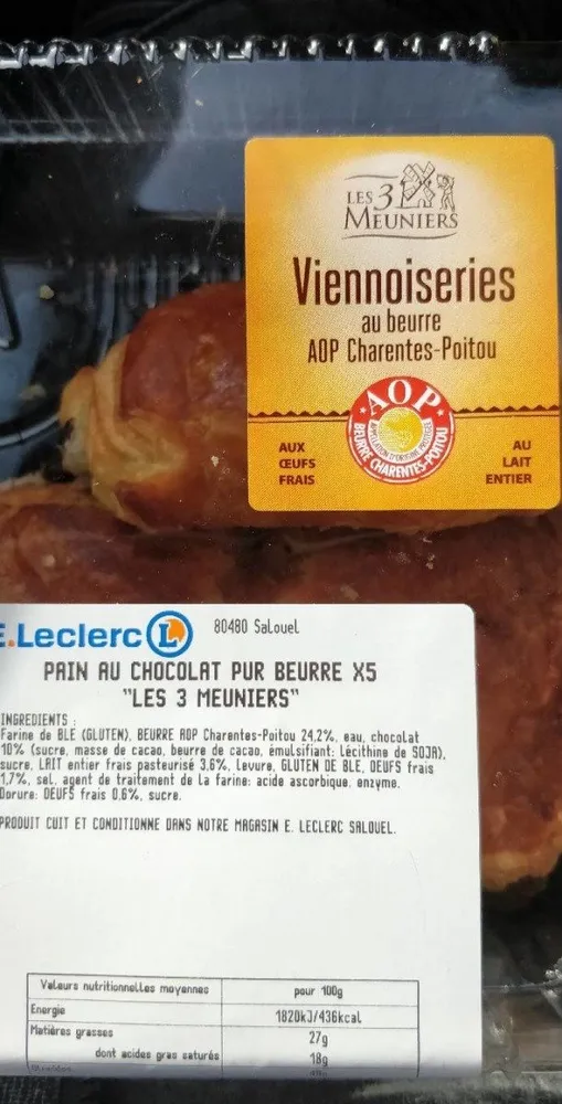Pain chocolat pur beurre