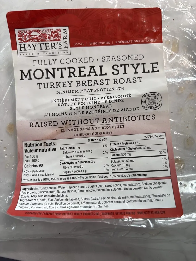 Fully cooked Montreal style turkey breast roast