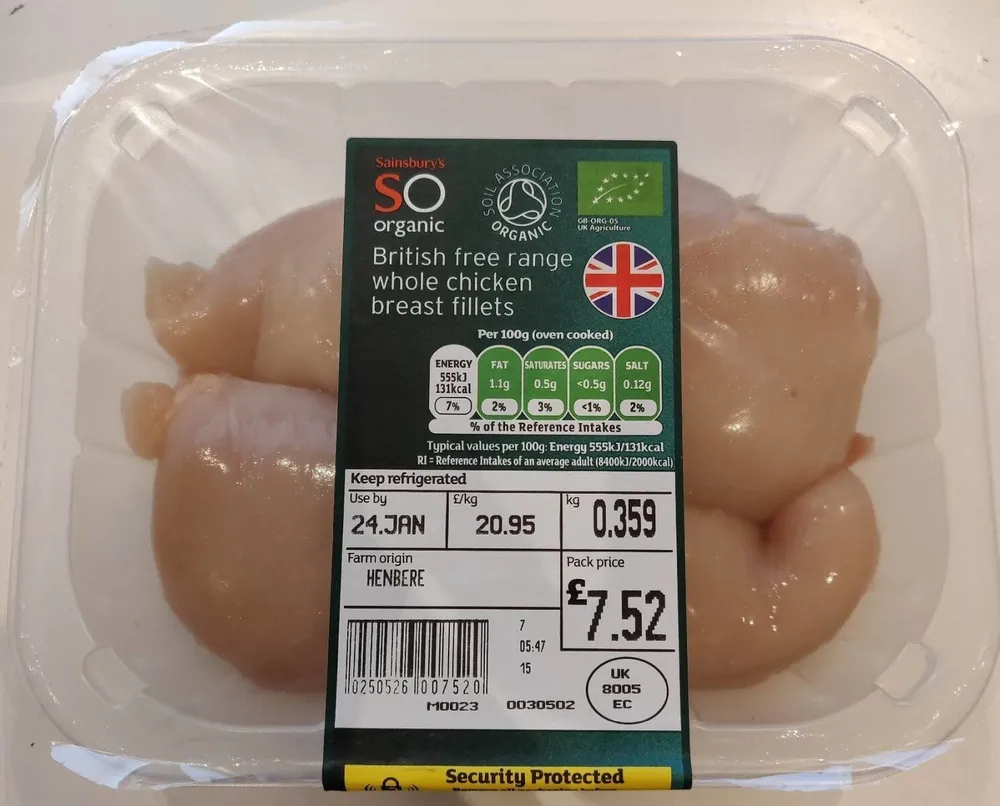 British free range whole chicken breast filet