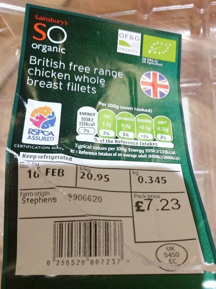 British free range chicken whole breast fillets