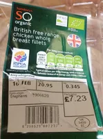 British free range chicken whole breast fillets