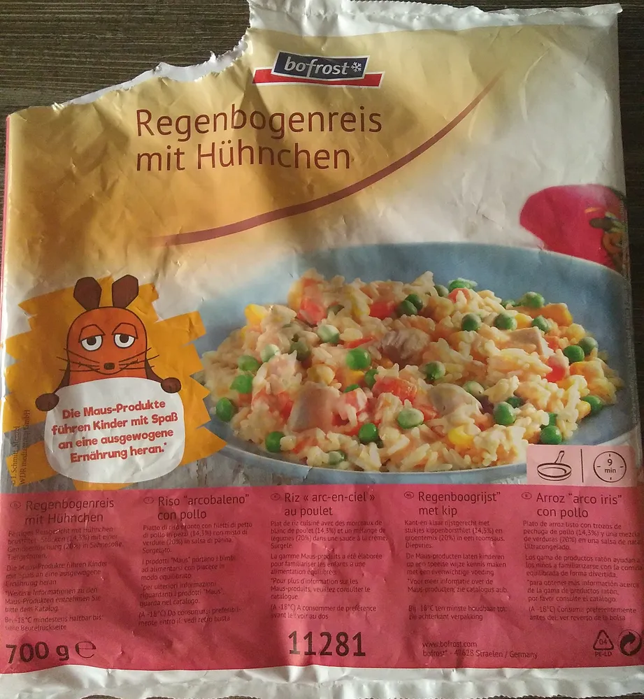 Regenbogenreis mit Hühnchen
