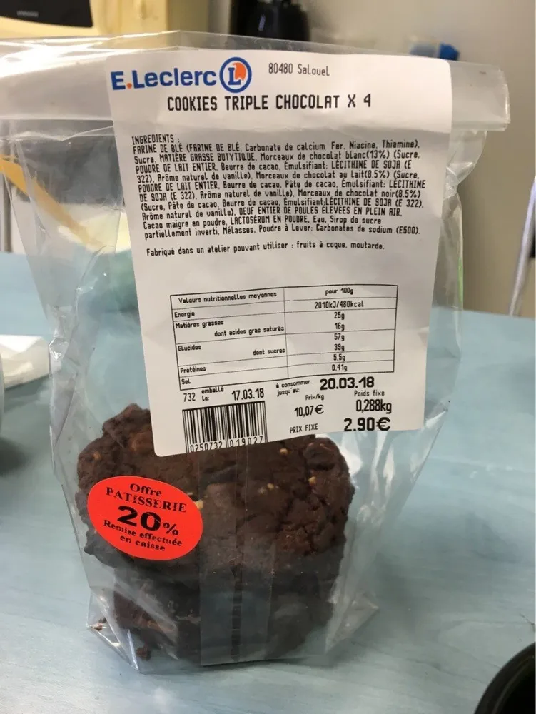 Cookies triple chocolat Leclerc