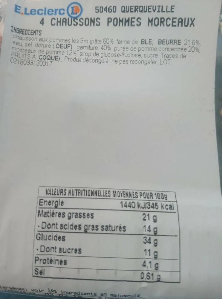 Chausson Pommes Morceaux