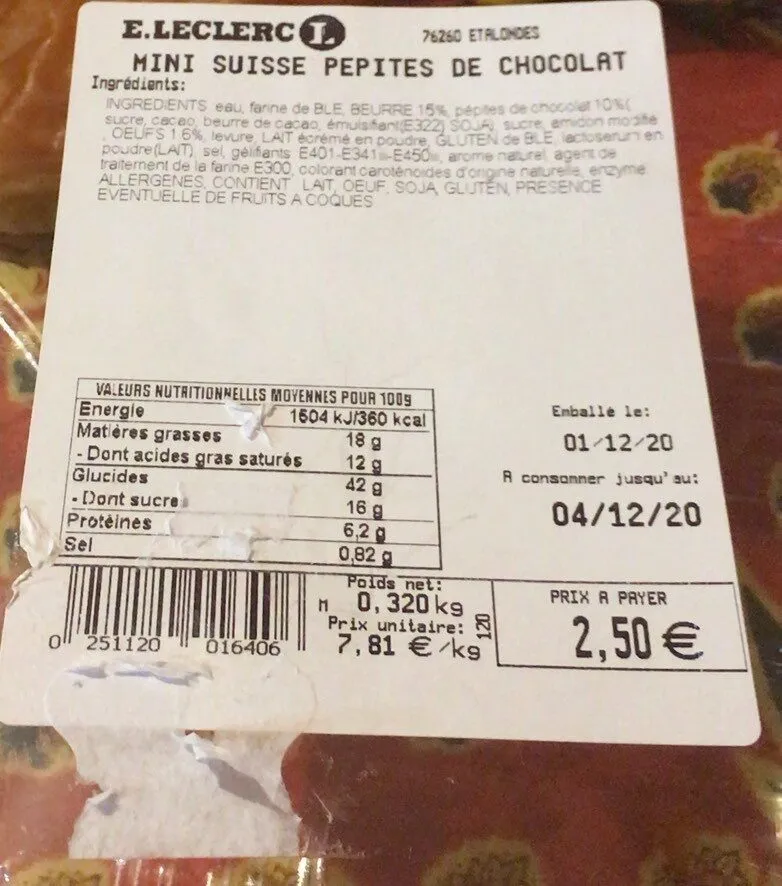 Mini suisse pepites de chocolat