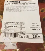 Mini suisse pepites de chocolat
