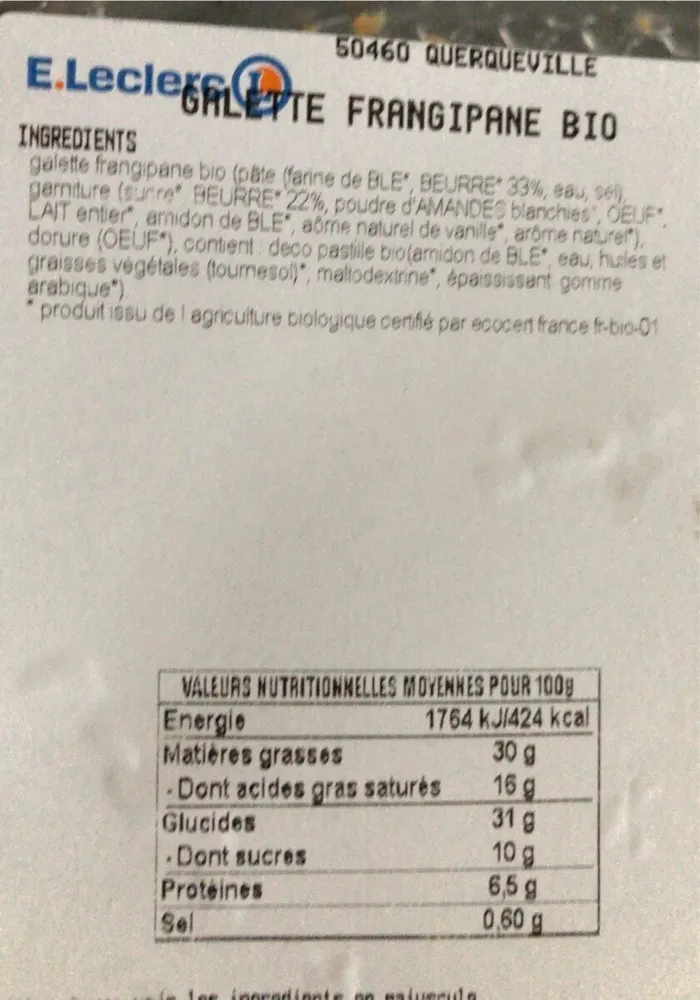 Galette frangipane bio