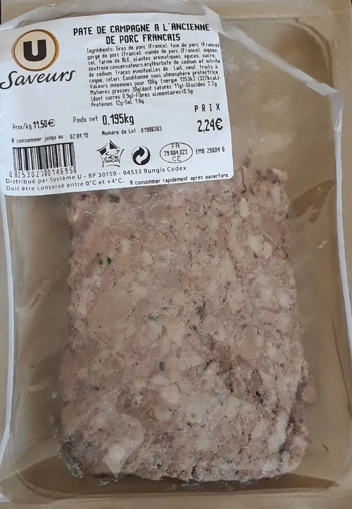 Pâté de campagne à l'ancienne de porc français