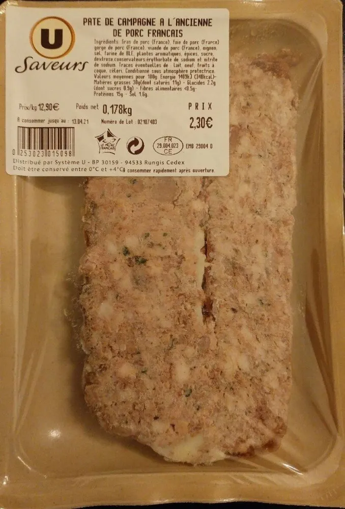 Pâté de campagne à l'ancienne de porc français
