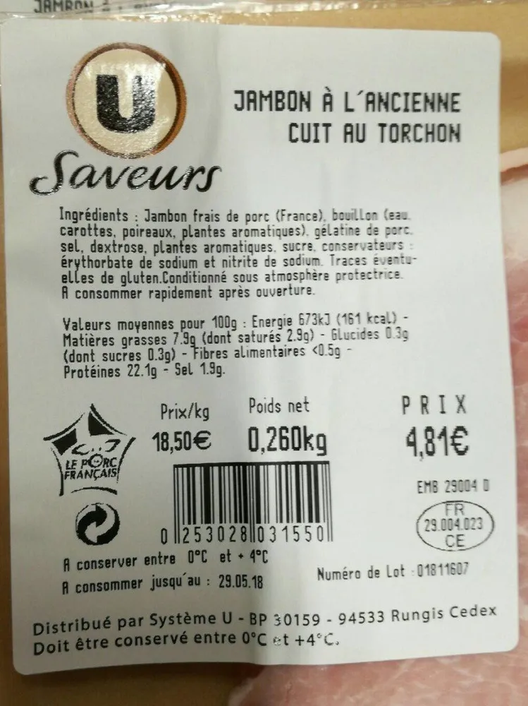 Jambon a l'ancienne cuit au torchon
