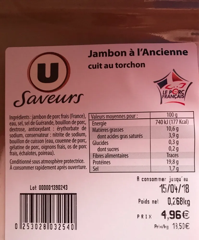 Jambon à l'ancienne cuit au torchon