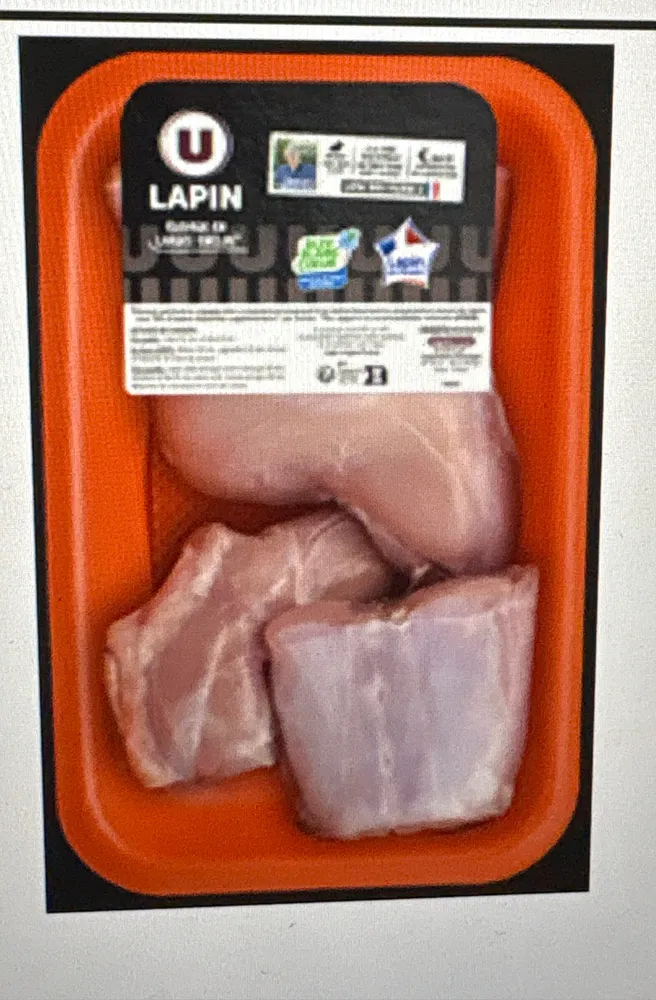 Demi lapin découpé sans tête, sans foie, France, 1 pièce