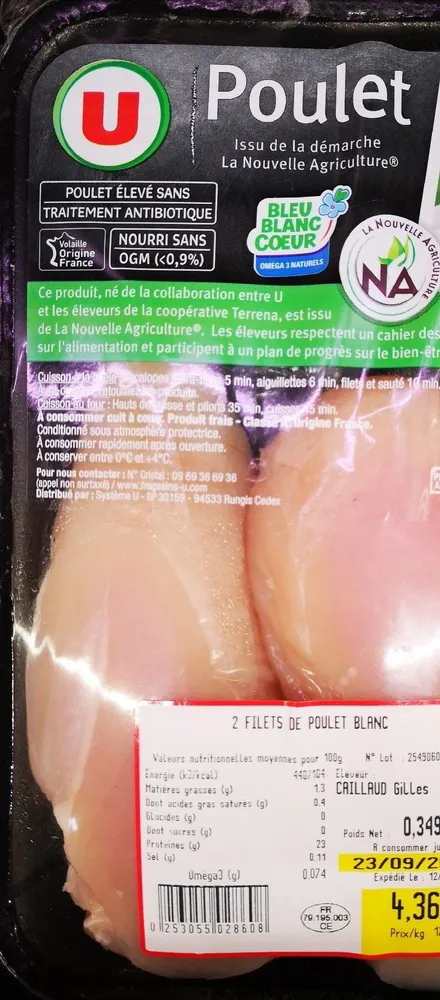 Filets de poulet blanc
