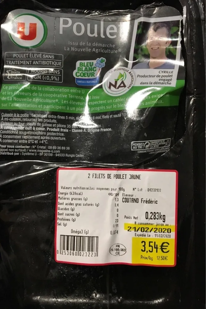 Filets de poulet jaune