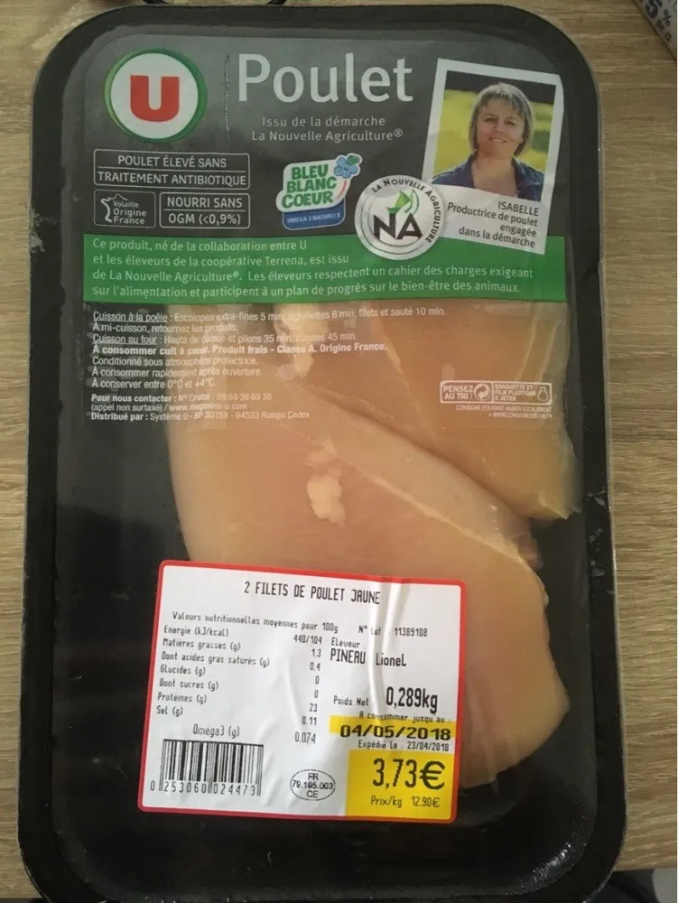 Filets de poulet jaune