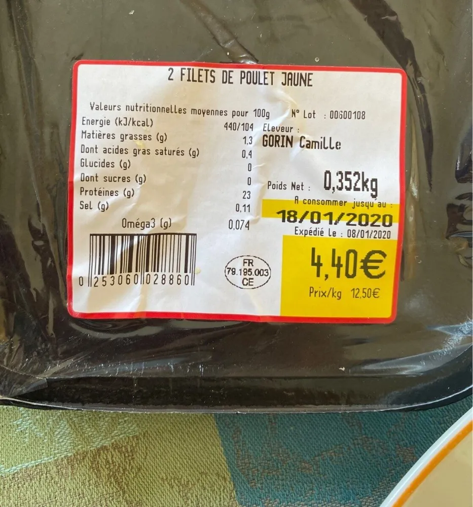 Filet de poulet jaune