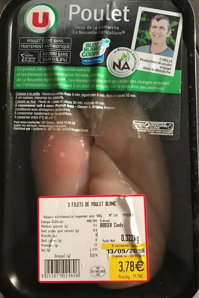 Filets de poulet blanc