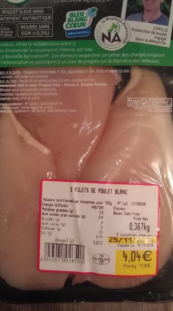 Filets de poulets blancs