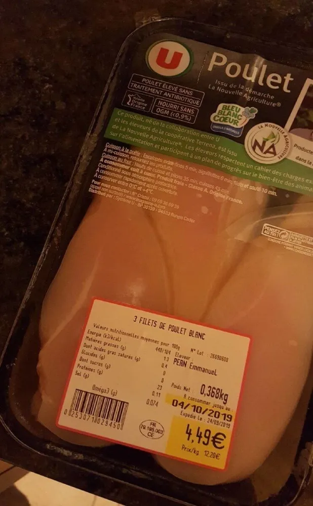 Filets de poulet blanc