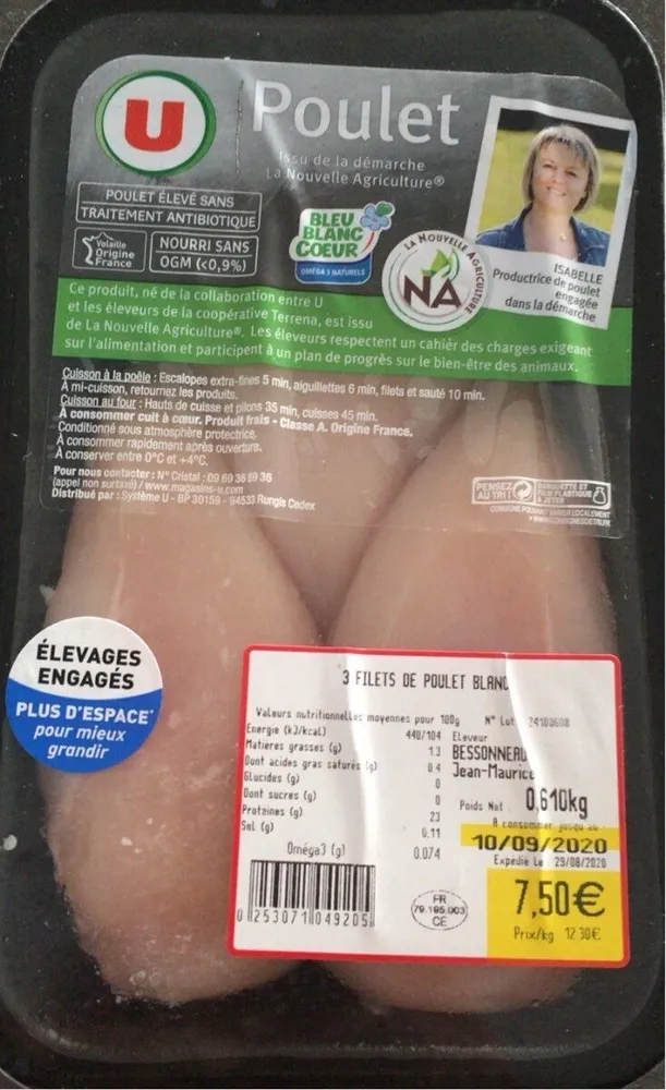 Filets de poulet blanc