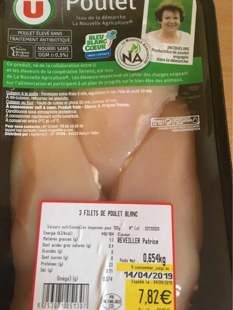 Filets de poulet blanc