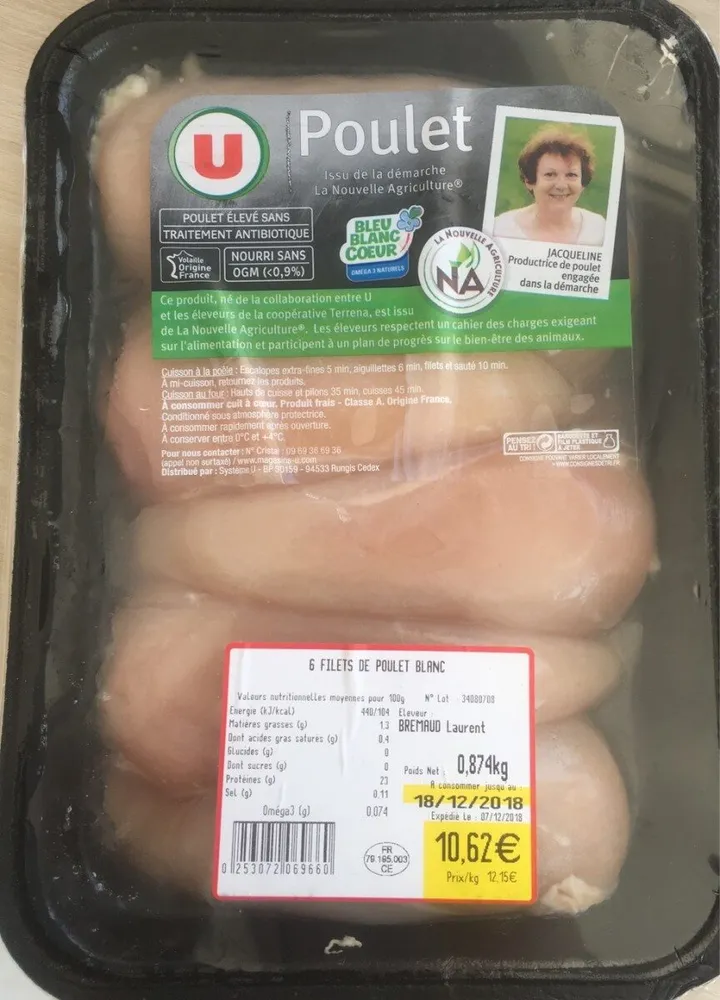 6 fillets de poulet blanc