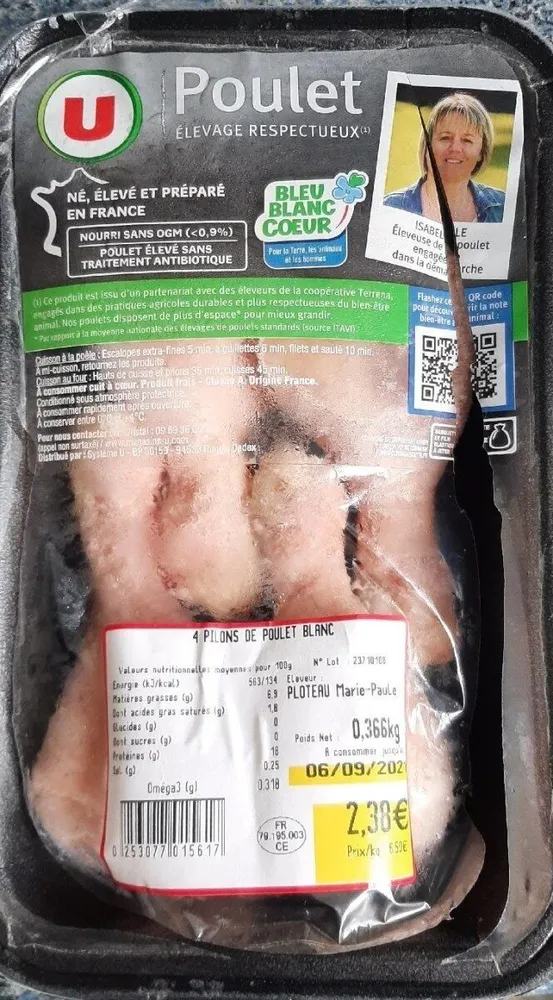 4 pilons de poulet blanc