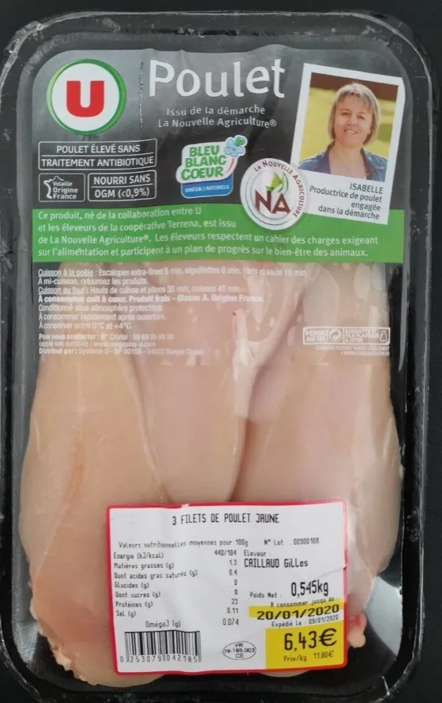 Filets de poulet jaune