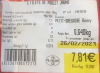 3 filets de poulet jaune