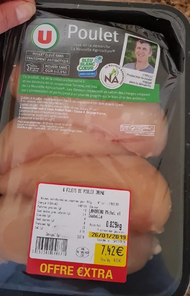Filets de poulet jaune