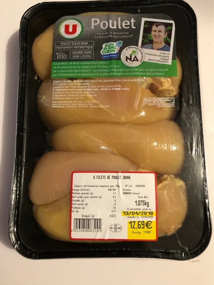6 filets de poulet jaune