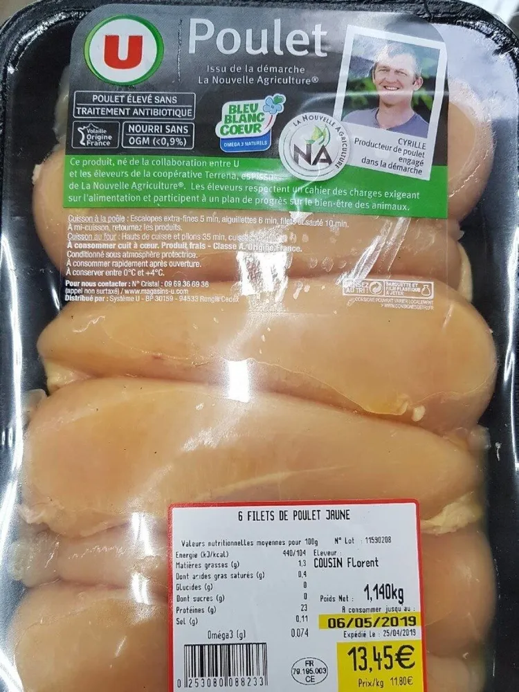 6 filets de poulet jaune