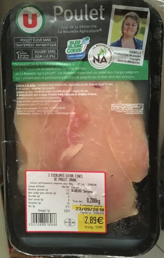 Escalope extra fines de poulet jaune