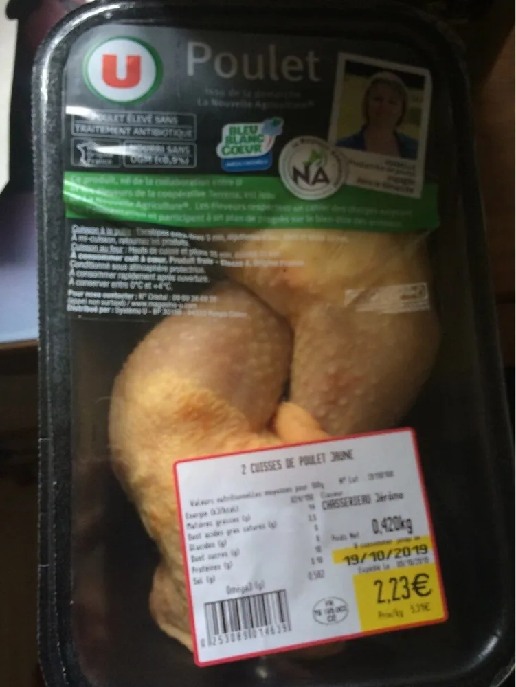 2 cuisses de poulet jaune