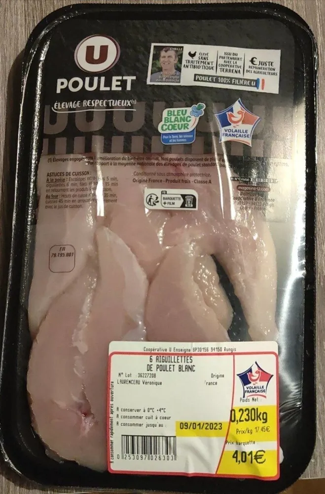 6 aiguillettes de poulet blanc