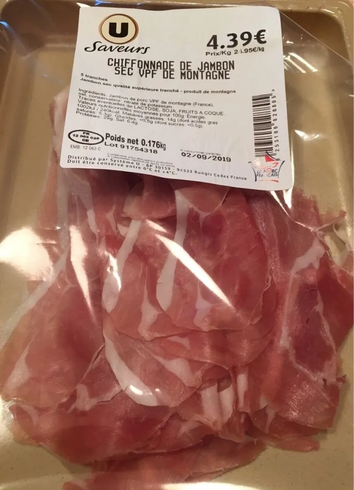 Chiffonade de jambon sec vpf de montagne