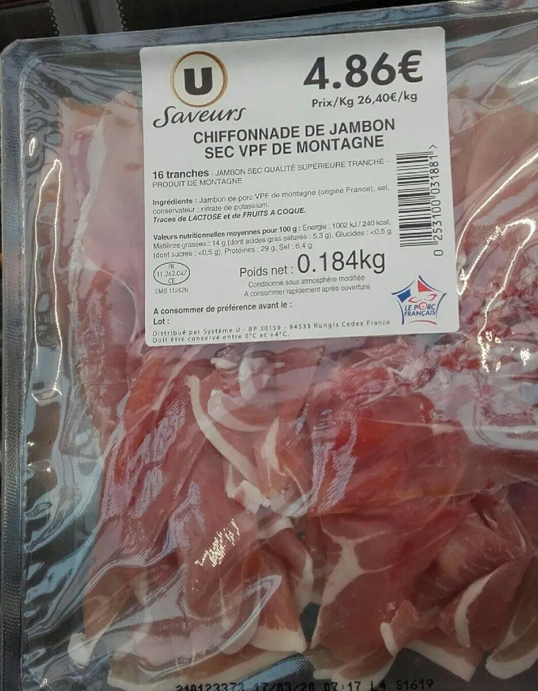 Chiffonade de jambon sec U
