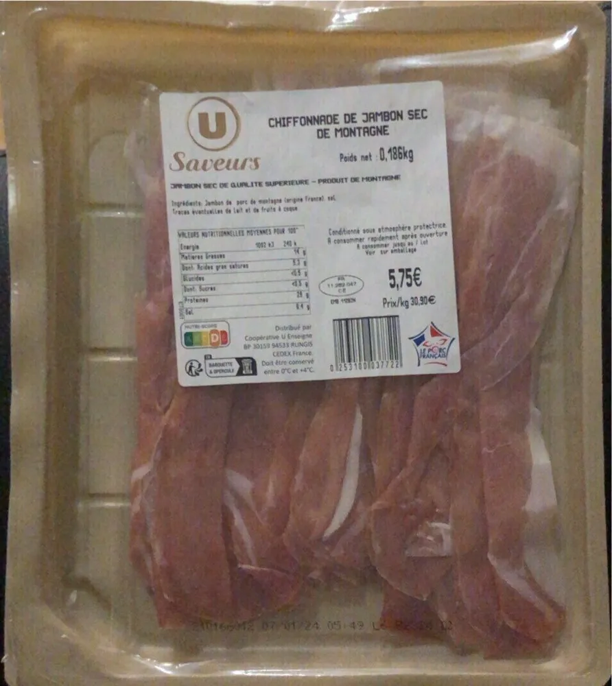 Chiffonnade de jambon sec de montagne