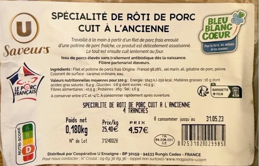 Spécialité de rôti de porc cuit à l’ancienne