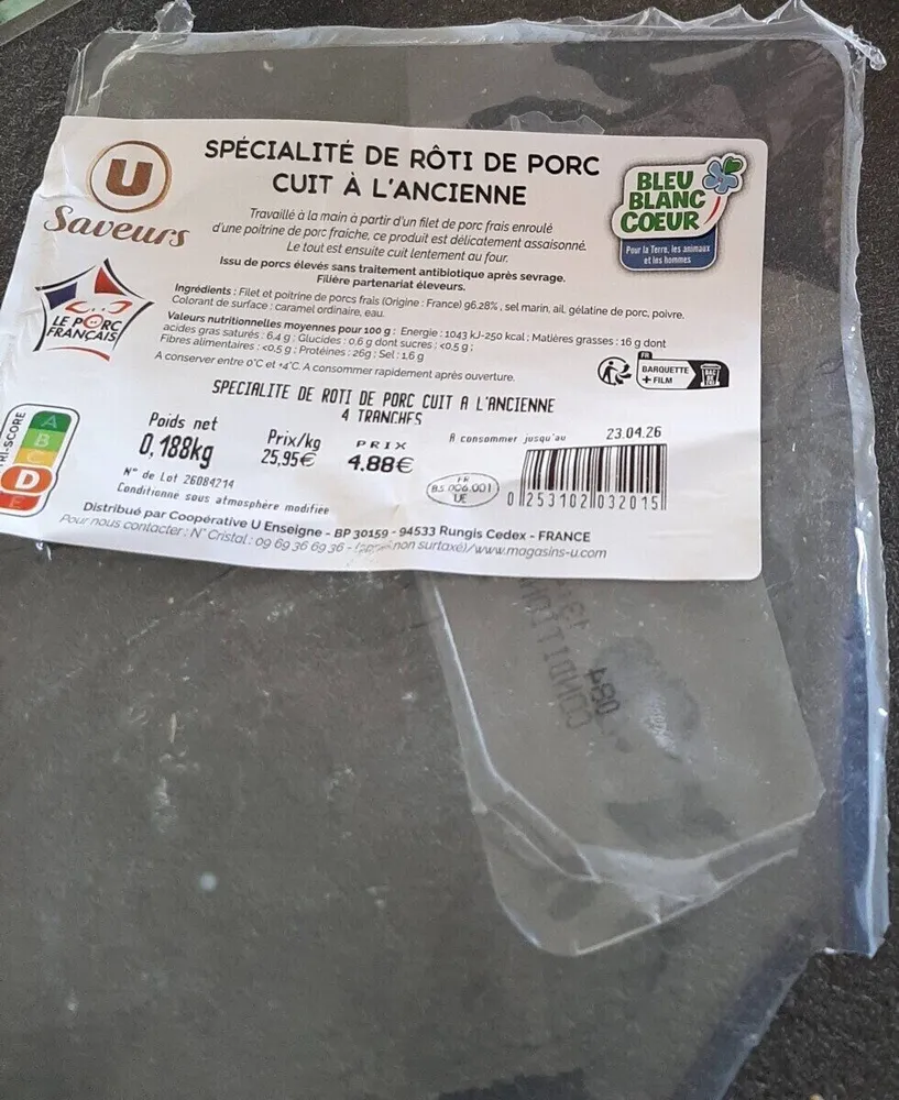 Spécialité de rôti de porc cuit à l'ancienne