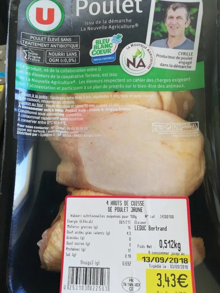 Poulet jaune haut de cuisse